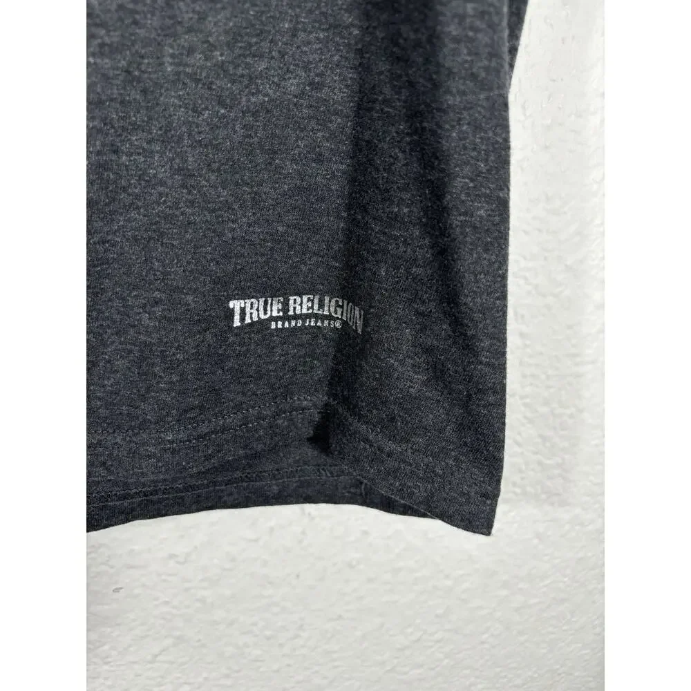 True Religion Men’s T Shirt Size M Gray Cotton Blend Short‎ Sleeve